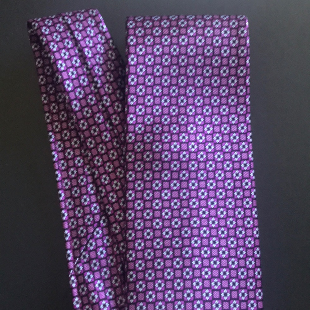 Garmany silk tie purple floral 3” luxury Hand made in Italy
